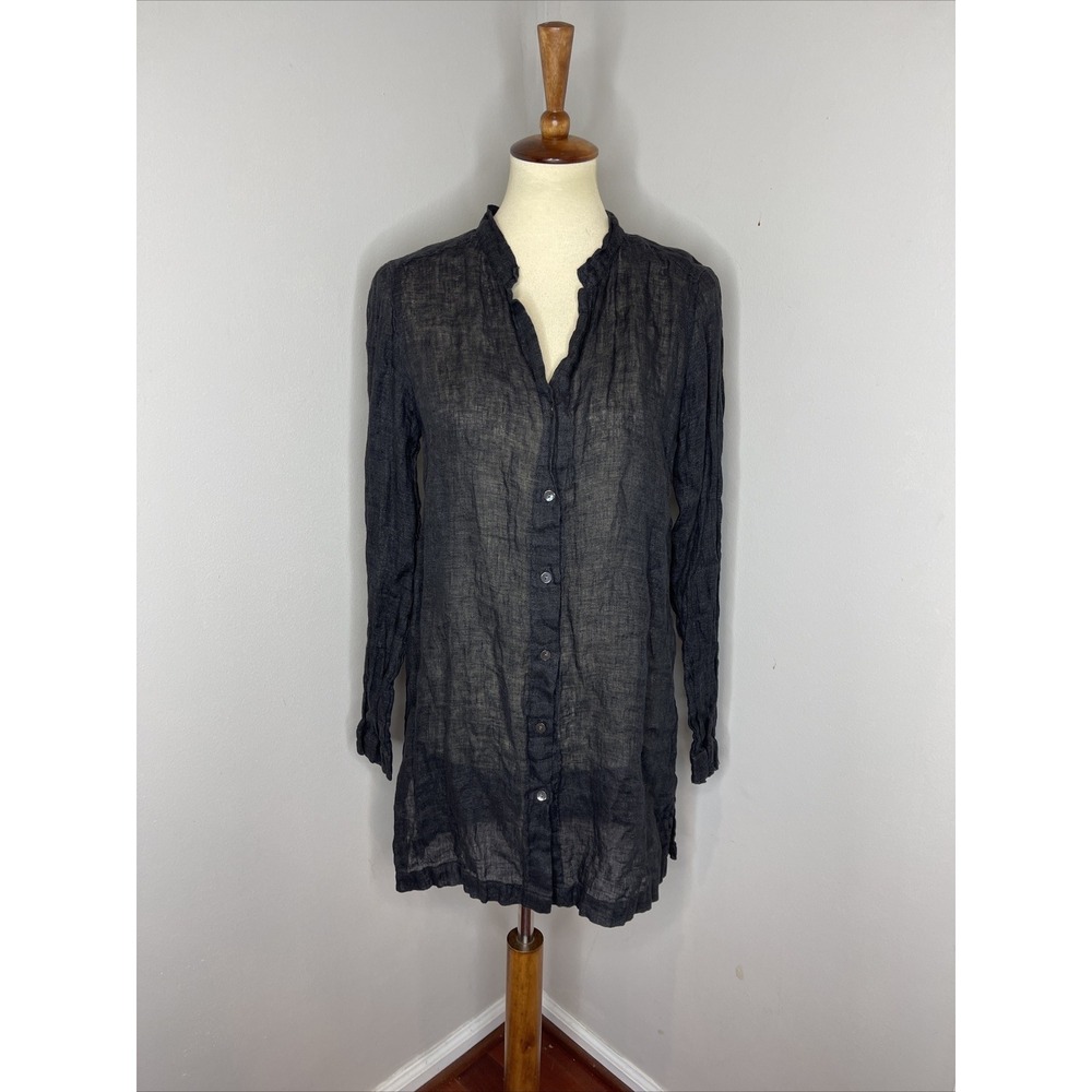 Nutmatch Black Longsleeve Linen Shirt Small S